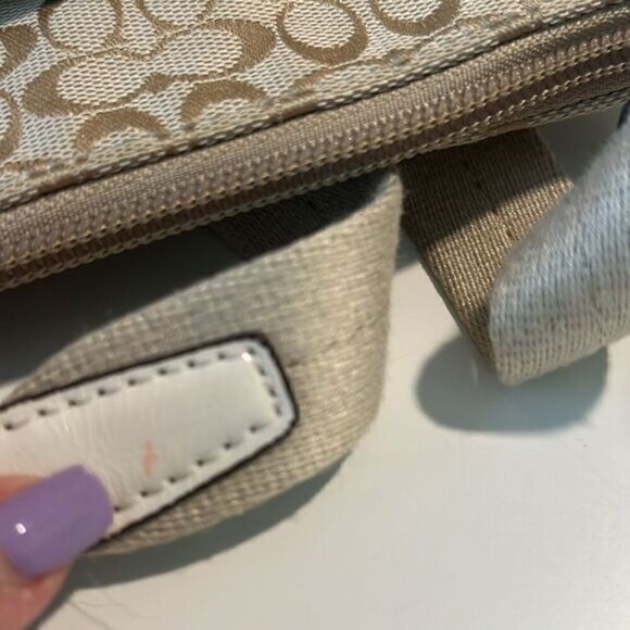 Coach Tan and White Patent Leather C Signature Crossbody Bag - Picture 15 of 16